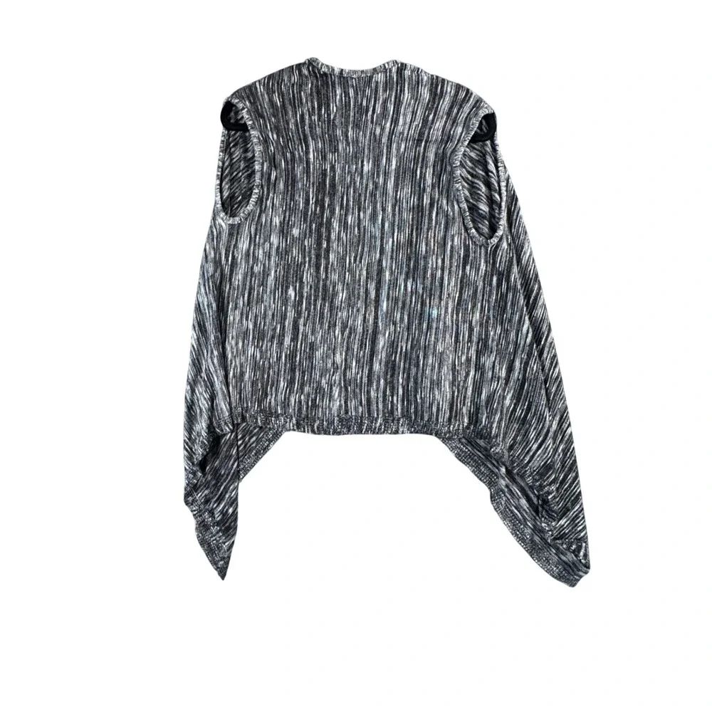 Black‎ White Stripe Open Front Cardigan Medium Minimalist Boho Neutral Layering